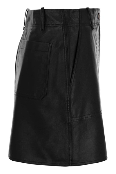 Shop Weekend Max Mara Dry - Lambskin Mini Skirt In Black