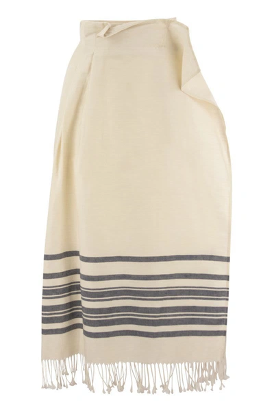 Shop Weekend Max Mara Targa - Cotton And Linen Skirt In Ecru