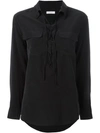 EQUIPMENT lace-up blouse,DRYCLEANONLY