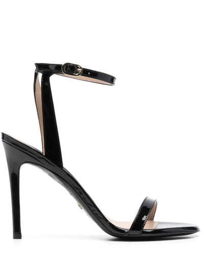 Shop Stuart Weitzman 'barely Nude' Black Sandals With Stiletto Heel In Patent Leather Woman