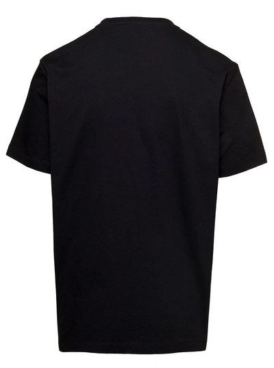 Shop Versace Black Crewneck T-shirt With Teddy Logo Patch In Cotton Man