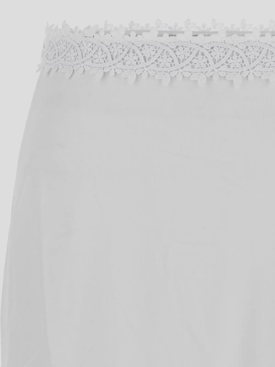 Shop Charo Ruiz Viola Long Skirt In <p> Viola Long Skirt In White Cotton Voile With Openwork Guipure Flounces