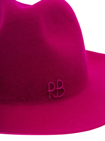 Shop Ruslan Baginskiy Fuchsia Fedora Hat With Tonal Logo Embroidery In Wool Woman In Fuxia