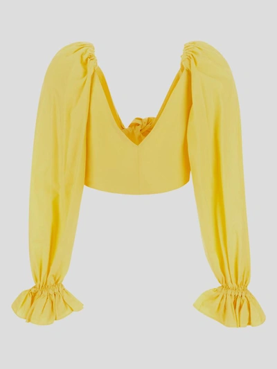 Shop House Of Amen Bow Cropped Top In Yellow