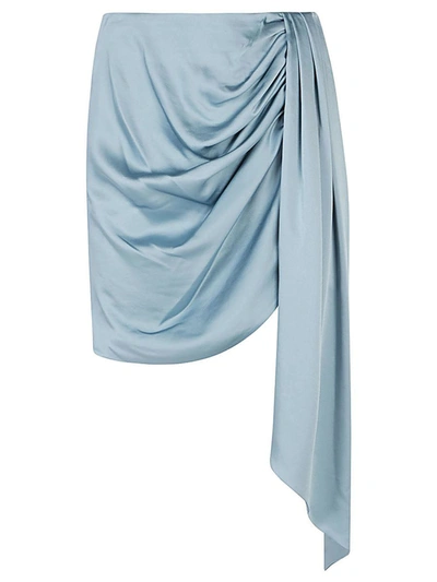 Shop Jonathan Simkhai Simkhai Mae Draped Satin Mini Skirt In Clear Blue