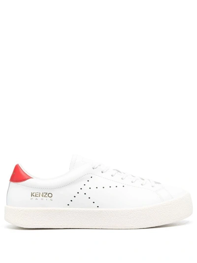 Shop Kenzo Leather Sneaker With Logo In White