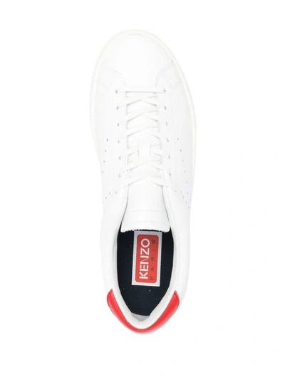 Shop Kenzo Leather Sneaker With Logo In White
