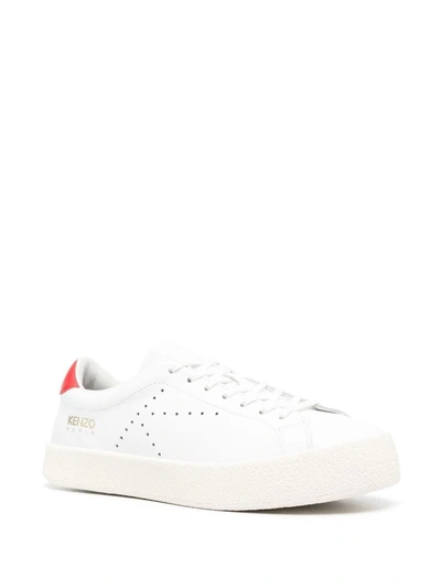 Shop Kenzo Leather Sneaker With Logo In White