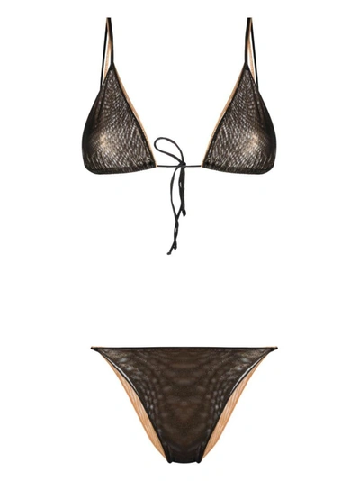 Shop Oseree Oséree Lame` Double Bikini Clothing In Metallic
