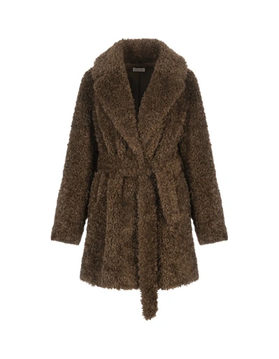 Shop P.a.r.o.s.h . Perform Midi Coat In Faux Fur In Brown