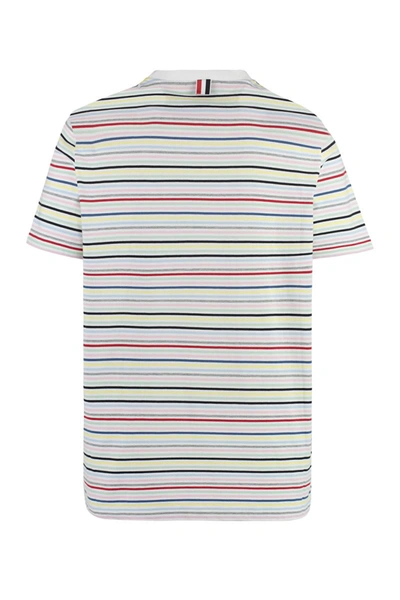 Shop Thom Browne Striped Cotton T-shirt In White