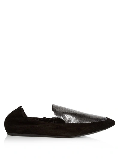 Lanvin Metallic-leather And Suede Loafers In Silver Black