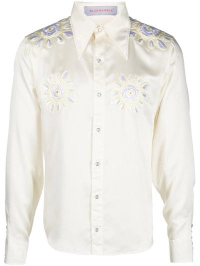 Shop Bluemarble Embroidered Flowers Shirt In White