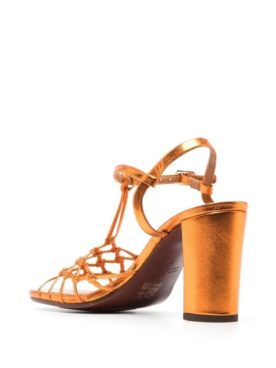 Shop Chie Mihara Bassi Leather Heel Sandals In Orange