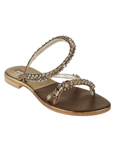 Shop Emanuela Caruso Capri Jewel Leather Sandals In Golden