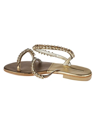 Shop Emanuela Caruso Capri Jewel Leather Sandals In Golden