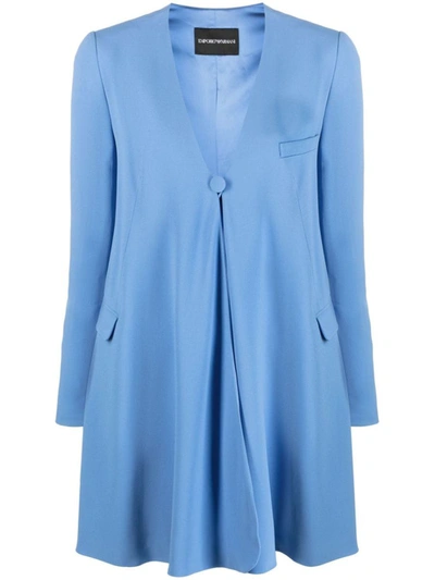 Shop Emporio Armani Single-breasted Coat In Blue