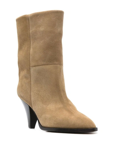 Shop Isabel Marant Rouxa Suede Leather Boots In Dove Grey