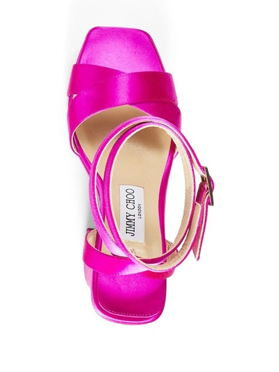 Shop Jimmy Choo Gaia 140 Satin Platform Sandals In Fuchsia
