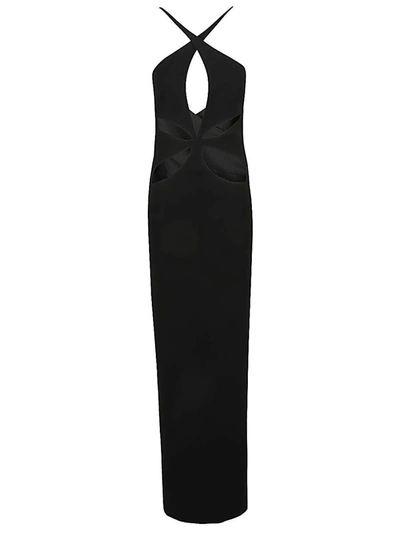 Shop Monot Cut-out Detail Silk Crepe Long Dress In Black