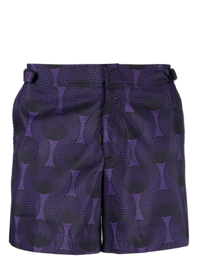 Ozwald Boateng Printed Swim Shorts In Purple