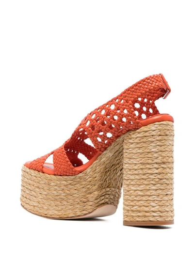 Paloma Barceló Interwovened Design Sandals With Block Heel In Orange