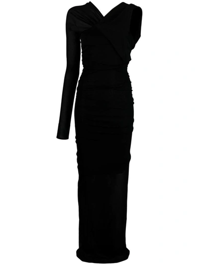 Shop Saint Laurent Long One-shoulder Dress In Black
