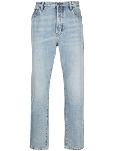 Shop Saint Laurent Relaxed Fit Denim Jeans In Clear Blue