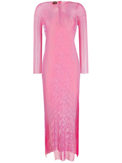Shop Santa Brands Rhinestones Embellished Long Dress In Pink