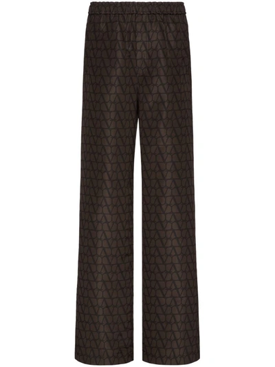 Shop Valentino Silk Trousers In Brown