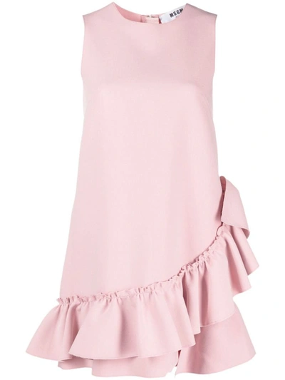 Shop Msgm Ruffled-trim Sleeveless Mini Dress In Pink