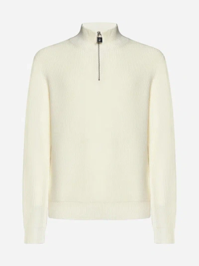 Shop Jw Anderson Padlock Zip Wool Sweater In Off White