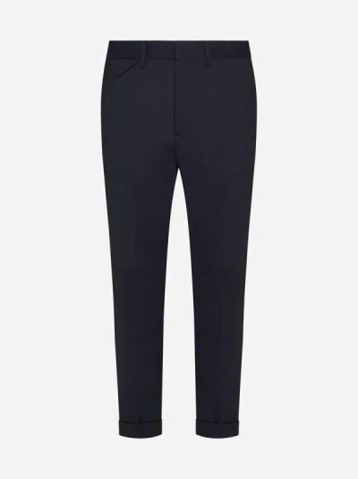 Shop Low Brand Cooper Technical Wool Trousers In Dark Navy