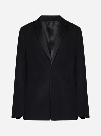 Shop Givenchy Lame' Silk Single-breasted Blazer In Black