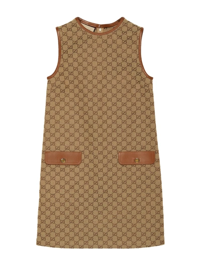 Shop Gucci Dress Gg Canvas In Brown