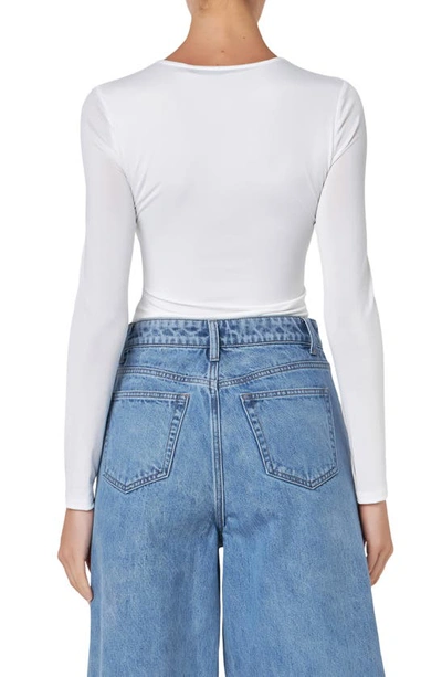 Grey Lab Long Sleeve Bodysuit In White