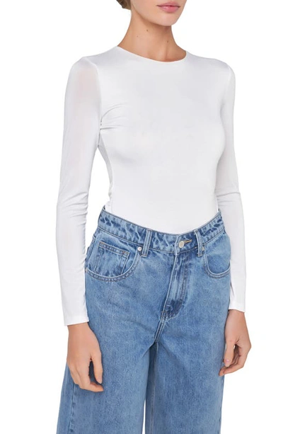 Grey Lab Long Sleeve Bodysuit In White