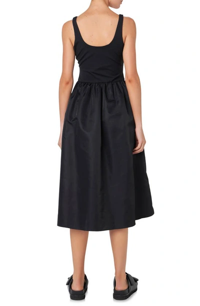 Grey Lab Mixed Media Midi Dress In Black