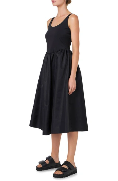 Grey Lab Mixed Media Midi Dress In Black