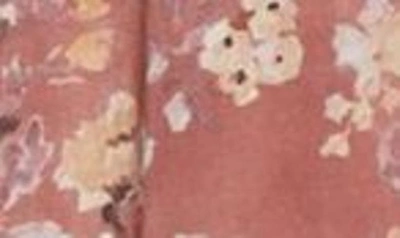 Shop Caroline Constas Nancy Floral Print Silk Button Front Dress In Mauve Summer Floral