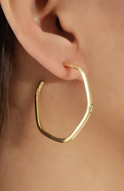 Shop Argento Vivo Sterling Silver Hexagon Hoop Earrings In Gold