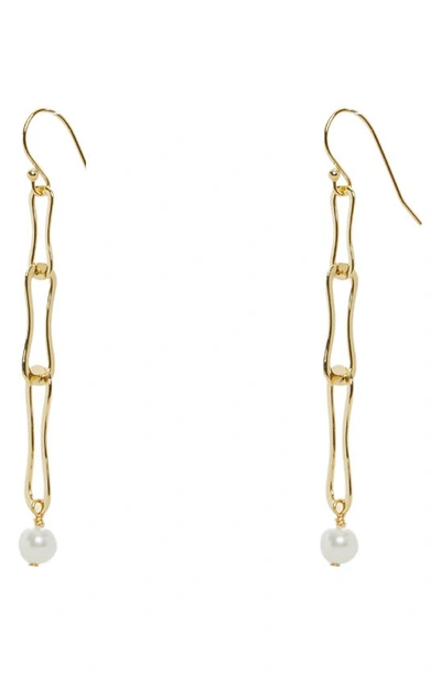 Shop Argento Vivo Sterling Silver Freshwater Pearl Linear Drop Earrings In Gold