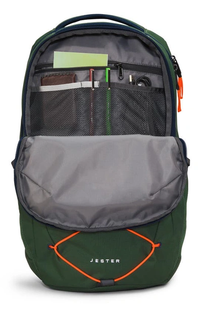 Shop The North Face Jester Water Repellent Backpack In Pine Needle/navy/orange
