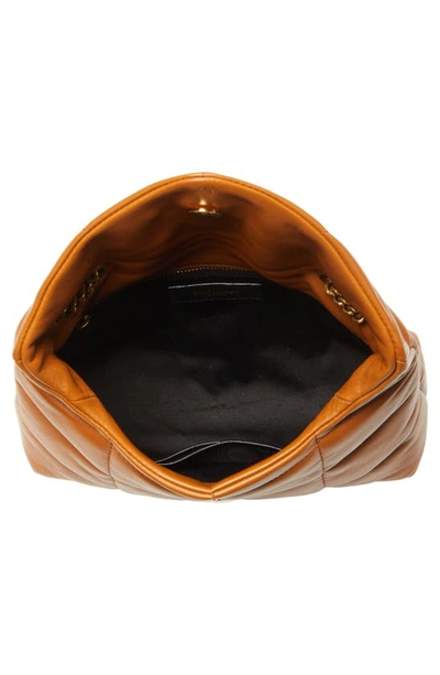 Shop Saint Laurent Small Puffer Shoulder Bag In Earth Brown/ Noir