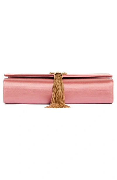 Shop Saint Laurent Small Kate Satin Shoulder Bag In Coral Rose