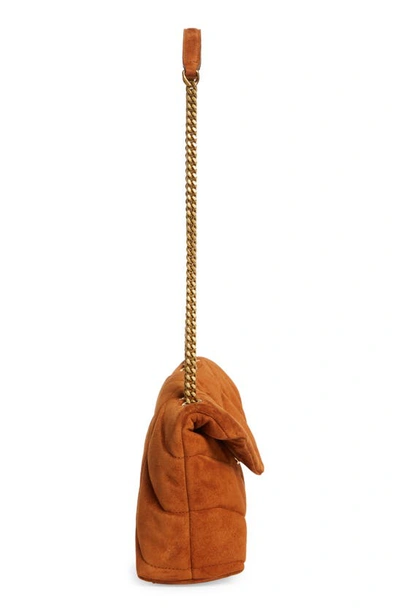 Shop Saint Laurent Puffer Toy Suede Crossbody Bag In Camel