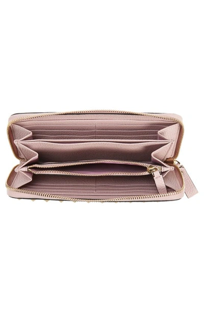 Shop Valentino Rockstud Leather Continental Wallet In 6e0 Water Lilac