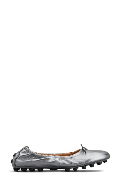 Shop Tod's Bubble Bow Ballet Flat In Dark Silver