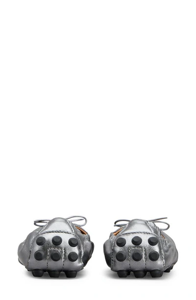 Tod's Bubble Bow Ballet Flat In Dark Silver