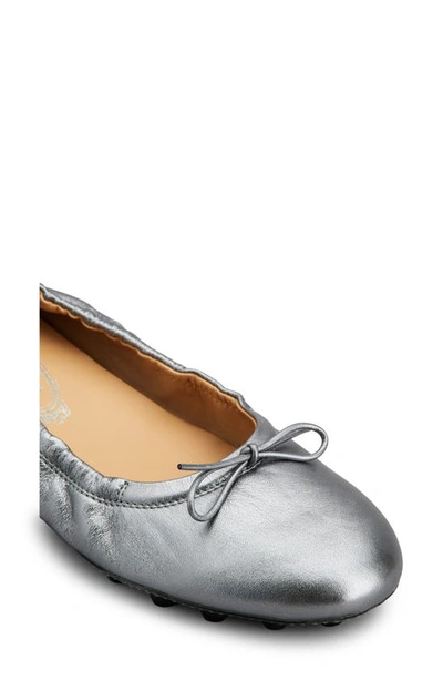 Tod's Bubble Bow Ballet Flat In Dark Silver